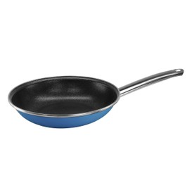 VITA 11-Inch Covered Skillet (Enamel on Steel)(Blue) for All Stove Tops - Dishwasher & Oven Safe up to 350 ℉ – Quick & Even Heat Distribution – Pan that’s Non Stick, Scratch Resistant, High Gloss