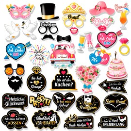 HOWAF Pack of 36 Wedding Photo Props Wedding Photo Box Accessories Wedding Photo Booth Photo Box Props Wedding Accessories for Wedding Decoration JGA Women Decoration Accessories