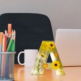 Luz Nocturna De Resina Floral - Letras De Resina De Flores Prensadas Letras De Resina De Flores Prensadas Con Luz LED Alfabeto De Resina Con Luz Nocturna De Flores Lámparas De Letras Hechas A Ma