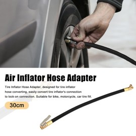 X AUTOHAUX 30cm 12" Car Tire Valve Pipe Air Chuck Inflator Pump Extension Hose