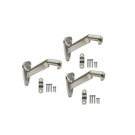 QCAA Heavy Duty Handrail Stair Brackets, Zinc Die Cast, Brushed Satin Nickel, 3 Pack, Made in Taiwan