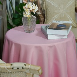 JYFLZQ Pink Round Tablecloth 70 Inch for 4 Foot Tables Machine Washable Stain Resistant Polyester Fabric Table Cloth Table Cover for Parties Banquet Wedding(Equipped with 4 Napkin Cloth)