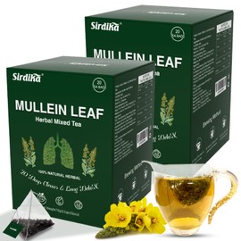 Mullein Tea Bags for Lungs - 20 Teabags (2.47oz/70g), 100% Pure Natural Premium Mullein Leaf, Mint Leaf, Mulberry Leaf for Lungs Cleanse and Respiratory Support, Herbal Teas, Caffeine Free (2 BOX)