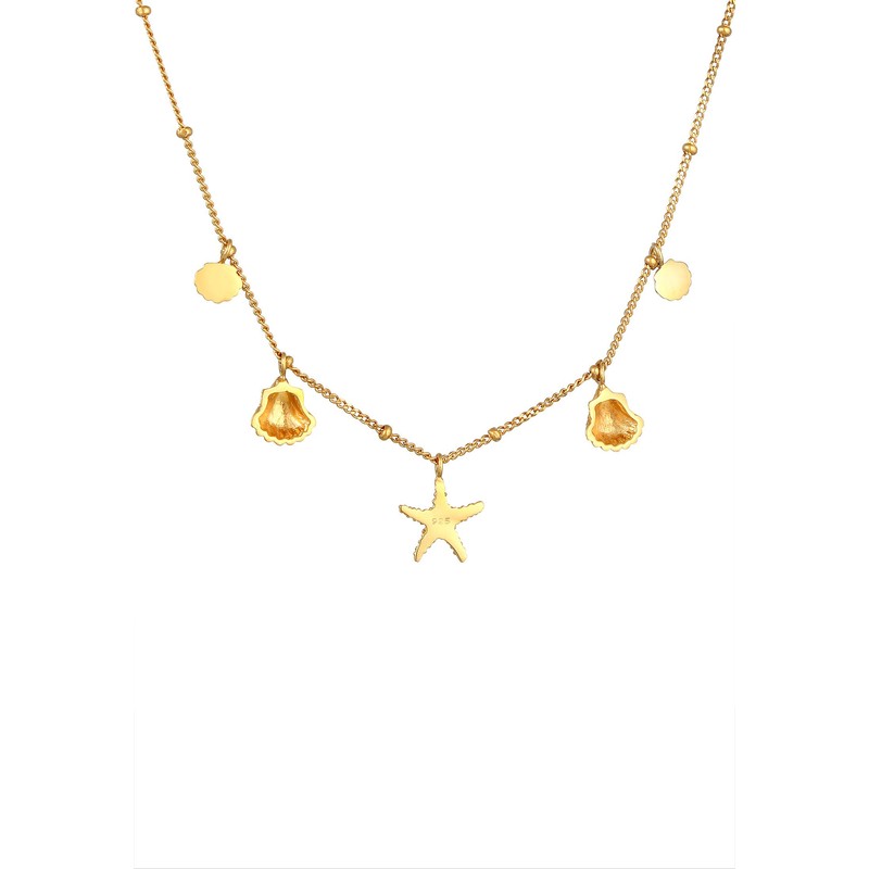 Elli Necklace Shells Starfish Ball Chain Maritime 925 Silver, Sterling