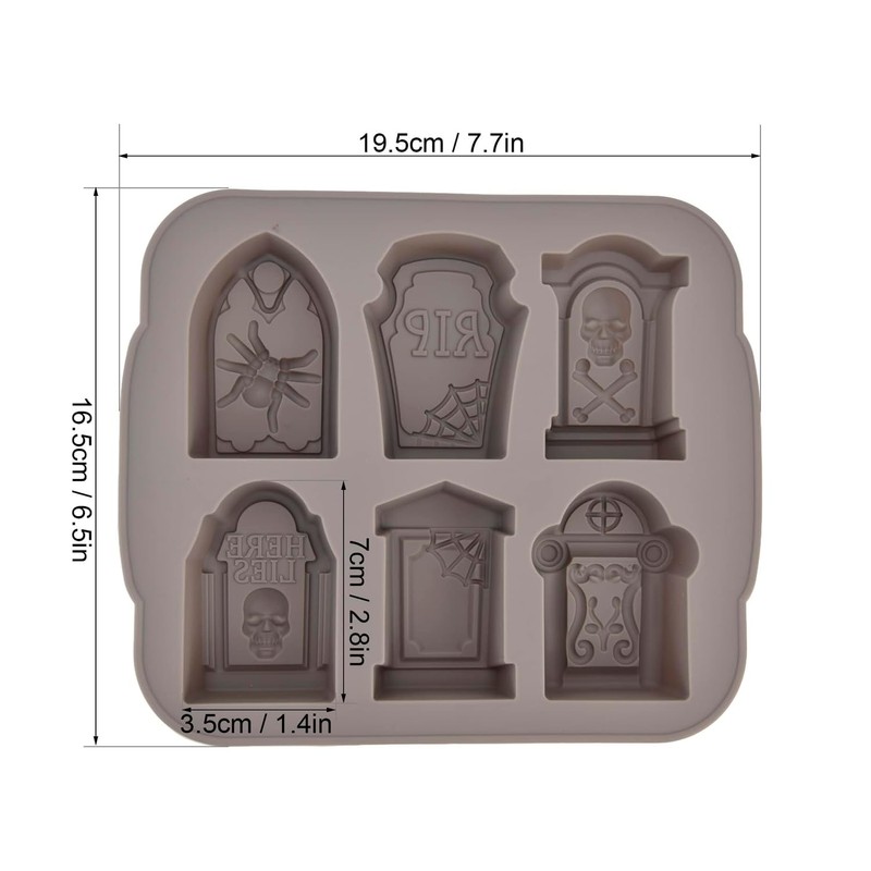 Molde de silicona con 6 tumbas ideal para halloween paratus