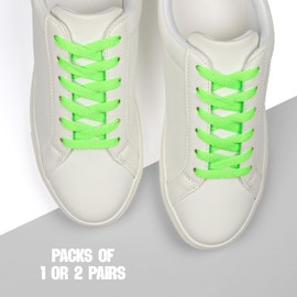 Kilter Flat Trainer Shoelaces - Neon Green - 160 cm - 63 inch (1 Pair)