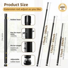 Gadgetzan Sliding Door Security Bar,Window Security Lock Bars Adjustable,17-50 Inches Window Stopper with Rubber Base for Patio Sliding Glass Door/Window/Child Safety/Burglar Proof (Black - 2 Pack)