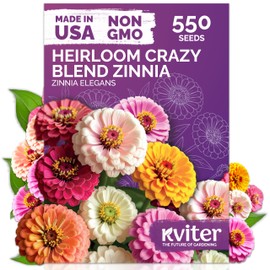 KVITER 550 Crazy Blend Zinnia Seeds for 2025 (Zinnia Elegans) – Double Zinnia Seed Mix, Heirloom Pollinator Magnet – Ideal Flower Seeds for Planting in Cutting Garden, Borders, Containers