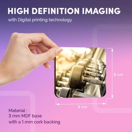 Destination Vinyl ltd Great Coasters (Set of 4) Square - Dumbbell Weights Fitness Drink Glossy Coasters/Tabletop Protection for Any Table Type #2649