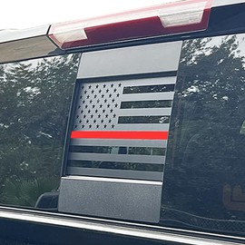 Zxiaochun Rear Middle Window American Flag Decal for Chevy Silverado GMC Sierra 2019 2020 2021 2022 2023 2024 Back Sliding Center Window Glass USA Flag Vinyl Sticker(Thin Red Line)
