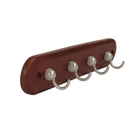 Spectrum Diversified Four Hook Key Rack, Walnut Wood/Satin Nickel