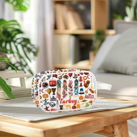 VAMSII Turkey Travel Gift Turkey Lover Toiletry Cosmetic Bag Turkey Landmarks Gift Turkish Istanbul Map Trip Makeup Bag (USTurkeyToiletry)