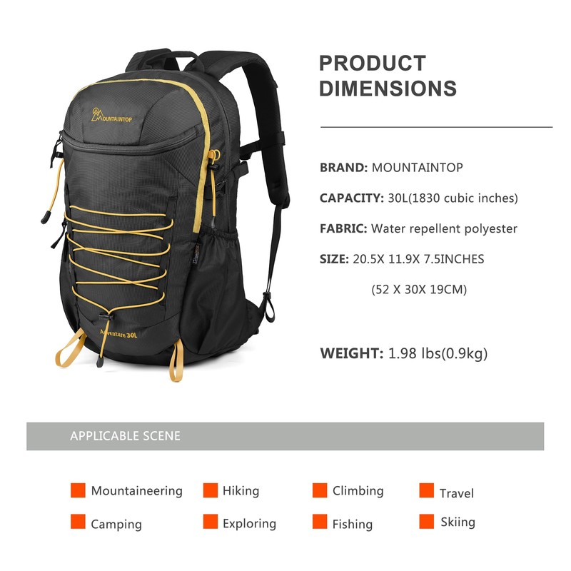 MOUNTAINTOP Hiking Backpack,30L Camping Backpack, Men Women Hiking Daypack Lightweight