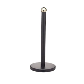 MasterClass Kitchen Roll Holder with Brass Effect Accents, Stainless Steel, Black, 15 x 15 x 35 cm