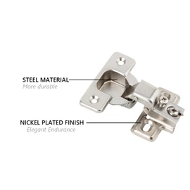 Silverline 1/2 inch Overlay Concealed Cabinet Hinges, Self-Closing Short Arm European Hinge for Face Frame Cabinets, 105Deg Opening, 35mm Cup, Screw-On Steel Hardware with Screws (6 Pack)