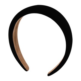 Guqqeuc Black Velvet Headband Soft Padded Headbands Wide Puffy Headbands for Women Girls Sponge Headbands for Yoga Sports No Slip Hairband for Thick Thin Hair Styling Accessories