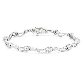 Hdiamonds Sterling Silver Diamond Heart Bracelet