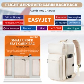 Gluckstar Hand Luggage 45x36x20 for Easyjet, beige, Travel