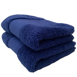 Sue Rossi Guest Towels 30 x 50cm Set Of 2, Organic Turkish Combed Cotton, 600gsm Thick, Soft & Absorbent Bathroom Or Kitchen Small Hand Towel, Face Cloth (Navy Blue, 2)