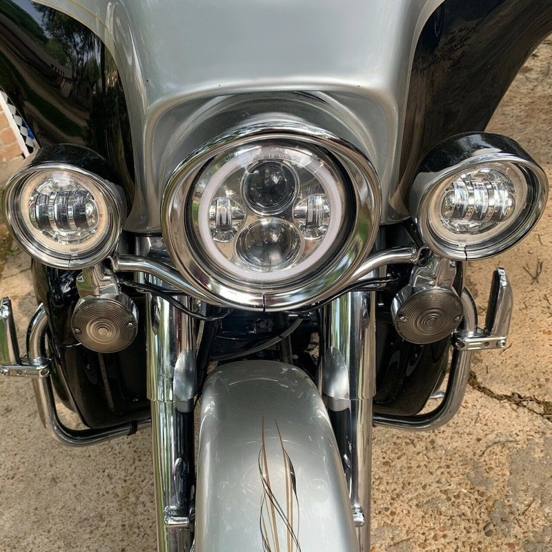 Para Harley 7" Faros Luces 4.5" Pasando Antiniebla Visera Borde