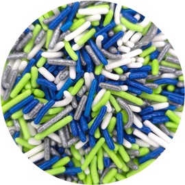 NCS Seattle Game Day Lime Green, Dark Blue, Silver & White Jimmies Edible Sprinkles – Cupcake, Cake & Cookie Decorations, 8 oz