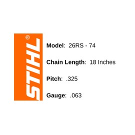 Stihl 26RS 74 Chainsaw Chain Rapid Super 18" Bar, .325, Pitch, .063 Guage