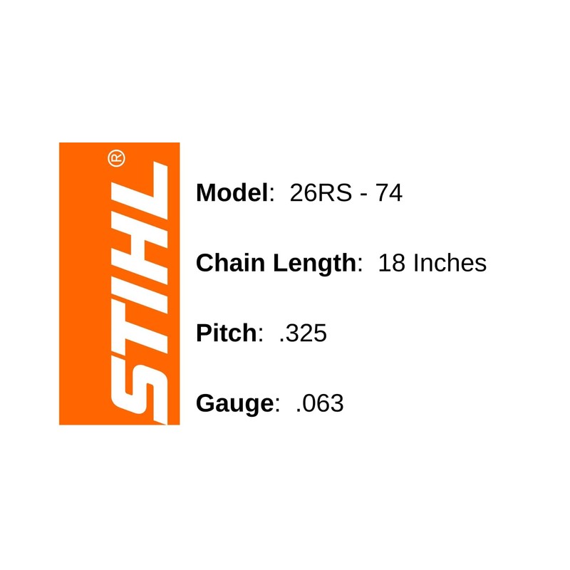 Stihl 26RS 74 Chainsaw Chain Rapid Super 18" Bar, .325,