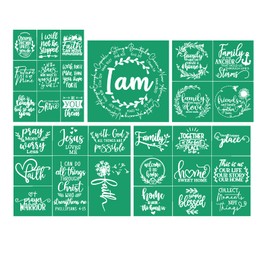 JAJADO Inspirational Silk Screen Stencils 5 Pcs, Self Adhesive Stencils Reusable Christian Faith Family Home Mesh Stencils Screen Print Transfers for Painting on Wood/Shirt/Mug/Wall DIY Home Decor
