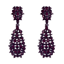 EVER FAITH Women's Austrian Crystal Wedding Hollow-out Teardrop Dangle Earrings Amethyst Color Purple Purple-Tone