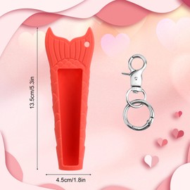 Lippenbalsamhalter Schlüsselanhänger, Tragbare Silikon Lippenbalsam Schutzhülle mit Schlüsselanhänger Kompatibel mit Summer Fridays Poppy (Poppy Red Pure Color)