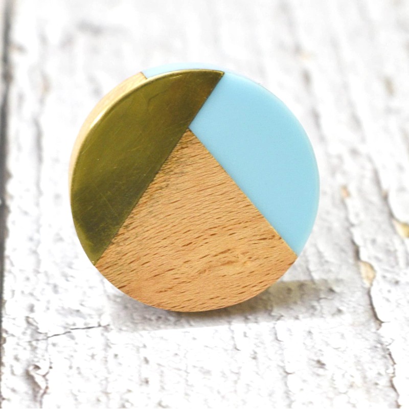 ARTISNO Three Tone Gold Designs Wood Resin Door Knobs, Vintage,