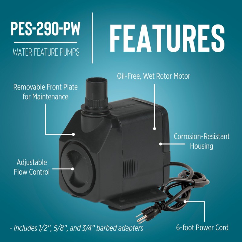 Little Giant PES-290-PW 115-Volt, 300 GPH Magnetic Drive Fountain/Pond Pump