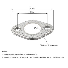 Glixal GY6 50cc 125cc 150cc Heavy Duty Extra-Thick Metal Exhaust Gasket for 139QMB 139QMA 152QMI 157QMJ Based Engine Scooter Moped ATV