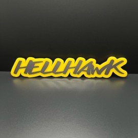 Factotum MotorSports HELLHAWK Emblem fits WK2 Trackhawk Fender liftgate Badge (Yellow Border)