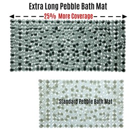 SlipX Solutions Extra Long Deep Foot Massager Bath Tub & Shower Mat 38x17 | Non-Slip, 188 Suction Cups | Feels Great on Tired Feet, Looks Like River Rock | Machine Washable, Dark Gray Pebbles