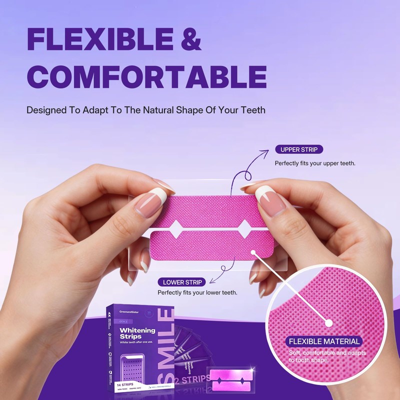 Purple Teeth Whitening Strips 7 Treatments, Peroxide-Free Teeth Whitener for