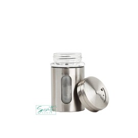 Silver Salt Pepper Shakers Retro Spice Jars Glass - Set of 5