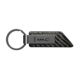 iPick Image Compatible with Lincoln MKC Gunmetal Black Gray Metal Plate Carbon Fiber Texture Leather Key Chain