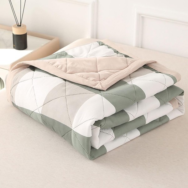 DOTBUY-SHOP Quilted Bedspreads, Check Quilt Bed Throws Cotton Filling Duvet