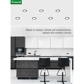 zouzai 12 Pack 6 Inch Black 5CCT Reset LED Recessed Ceiling Light with Junction Box, 2700K/3000K/3500K/4000K/5000K Selectable, 12W Eqv 110W,Dimmable, led can Lights- ETL and Energy Star Certified