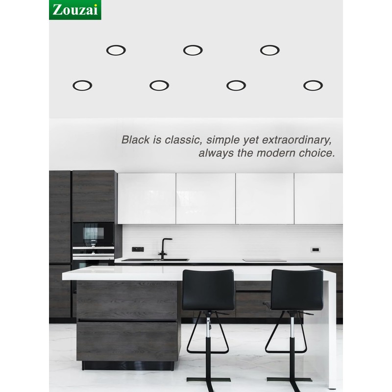 zouzai 12 Pack 6 Inch Black 5CCT Reset LED Recessed