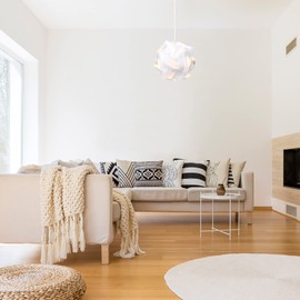 kwmobile DIY Puzzle Lamp Shade - Modern IQ Jigsaw Light in 30 Pieces min. 15 Different Designs - Diameter approx. 10.6 in / 27 cm - White in Size M