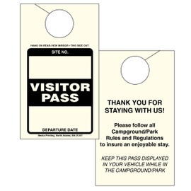 Visitor Pass Parking Permit Rearview Mirror Hang Tag for Campgrounds RV Parks Trailers Campers Site Tags (Cream, 250)