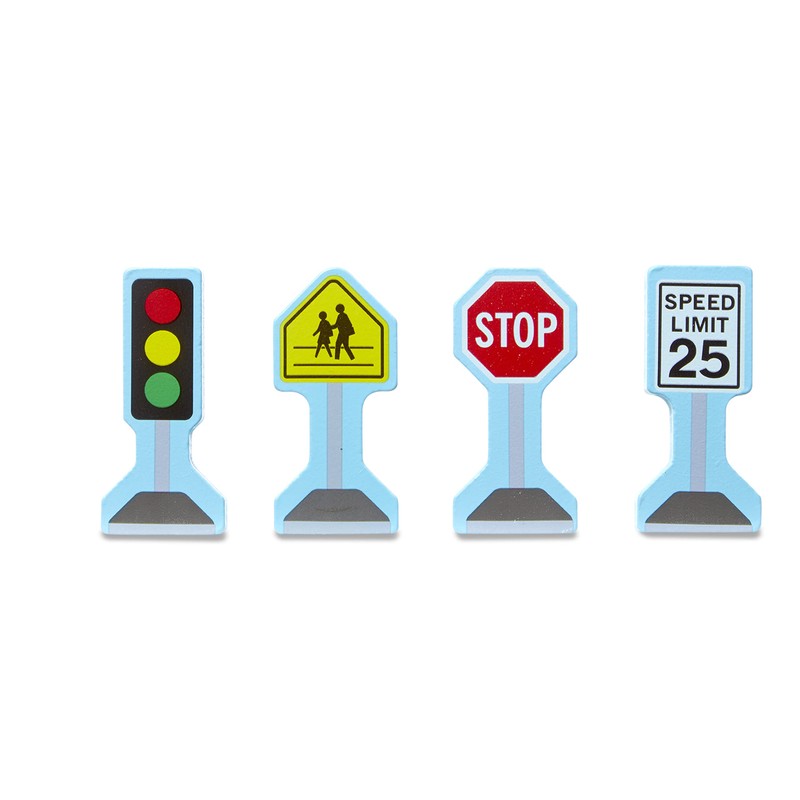 Melissa & Doug 18-Piece Wooden Take-Along Tabletop Town, 4 Rescue