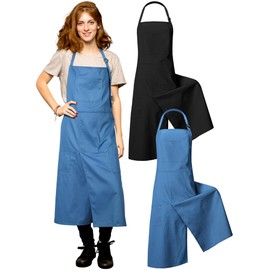 Breathffy 2 Pcs Pottery Split Leg Aprons Ceramics Aprons Split Leg Long Pottery Aprons for Women Men DIY Ceramic Pottery Art (Black, Blue)