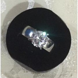 Unbranded SIMULATED CZ STAINLESS STEEL SOLITAIRE ENGAGEMENT RING CLEAR Size(20) 10.5