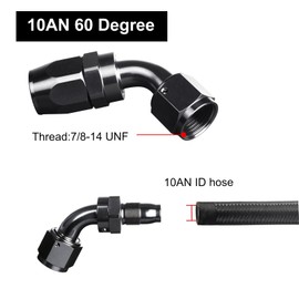 VehiMata 10AN Hose End Fitting 60 Degree Swivel for CPE Braided Fuel Hose Black