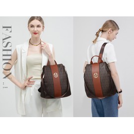 MKP Women Backpack Fashion Multi-Pocket Anti-Theft Backpack Travel School Crossbody Bag Handbag, 0-Coffee, 11.8"L x 5.5"W x 14"H