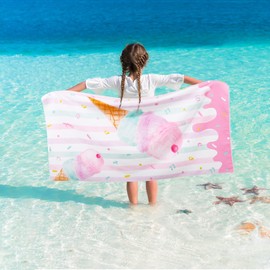 Super Soft Ice Cream Beach Towel for Girls - 76 x 150cm Bath Towels for Kids Quick Dry Swim Towel Beach Blanket Absorbent Light Beach Towels Travel Towel