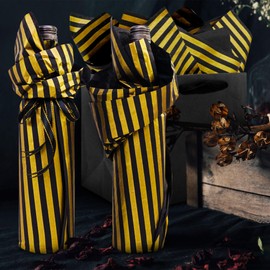 MR FIVE 60 Sheets Black with Gold Stripe Tissue Paper Bulk,14" x 20",Black Gold Tissue Paper for Gift Bags,Baby Shower,Birthday,Weddings (Black with Gold Stripe)